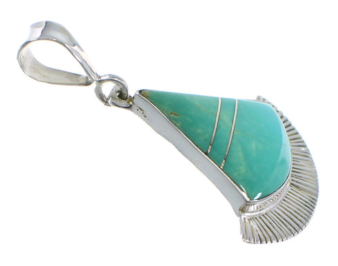 Authentic Sterling Silver and Turquoise Inlay Southwestern Pendant Jewelry VX55675